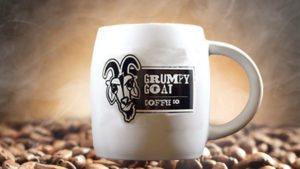 Grumpy Goat Coffee white mug