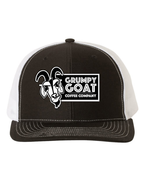 Grumpy Goat Black Trucker Hat with White Mesh