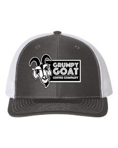 Grumpy Goat Charcoal Trucker Hat with White Mesh