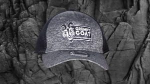 Grumpy Goat Coffee Gray Trucker Hat With Black Mesh