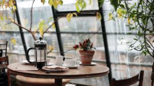 French Press Coffee Maker and cups
